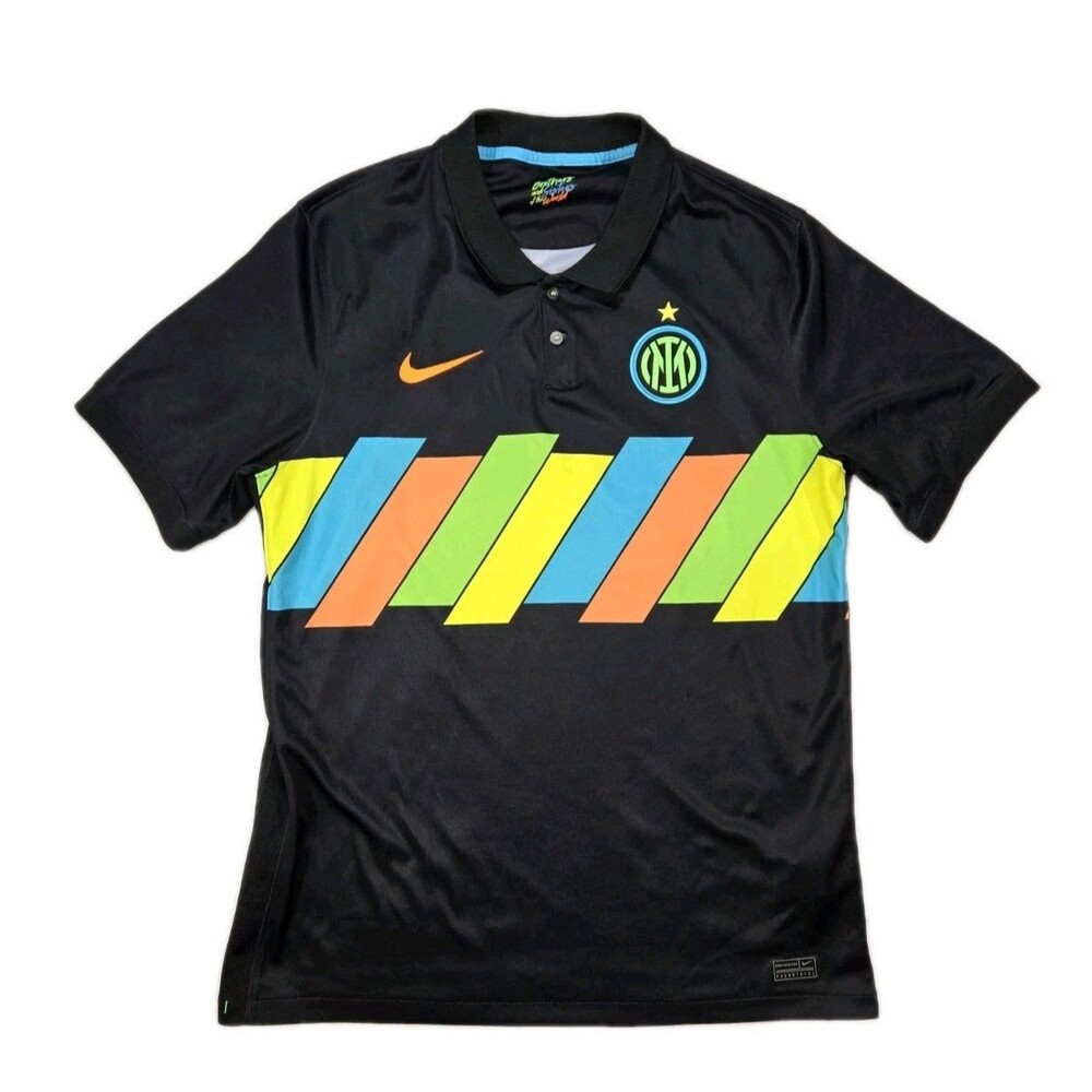 Mens Nike DriFit Inter Milan 21/22 Third Jersey Shirt Polo Large Black